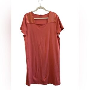 HANRO Coral Cotton Jersey Satin Yoke Nightgown Sleep Shirt Lounge Dress